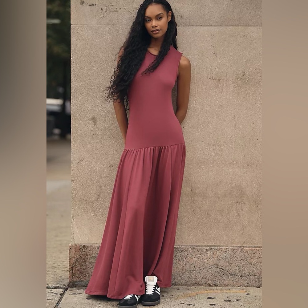 NWT Anthropologie Daily Practice Sleeveless Drop Waist MIDI Dress- small